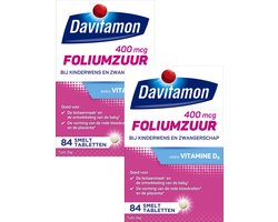 Davitamon Foliumzuur met Vitamine D3 - Voor -en tijdens zwangerschap - Bij kinderwens - Voedingssupplement - 2 x 84 stuks - BUNDEL