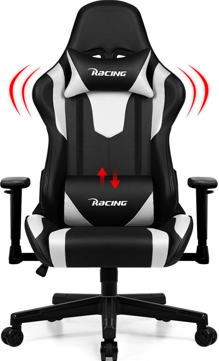 Gaming Stoel Racing Style Wit 90°-165° Rugleuning 150 kg