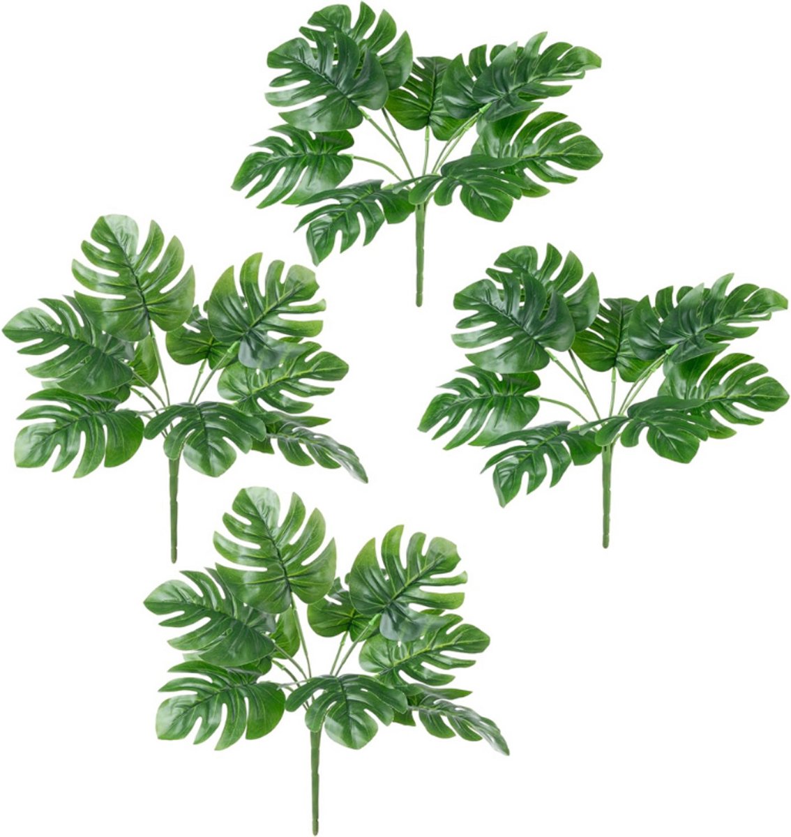 BOG Monstera Kunstplanten Set Van 4 - 25 Cm - Realistische Kunstplanten Zonder Pot - Kleine Decoratieve Kamerplanten Voor Tafeldecoratie GROEN