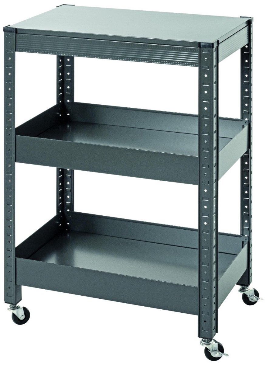 Keukentrolley – Antraciet gepoedercoat metaal – Verrijdbare compacte trolley – 75 cm hoog, 50 cm breed, 32 cm diep