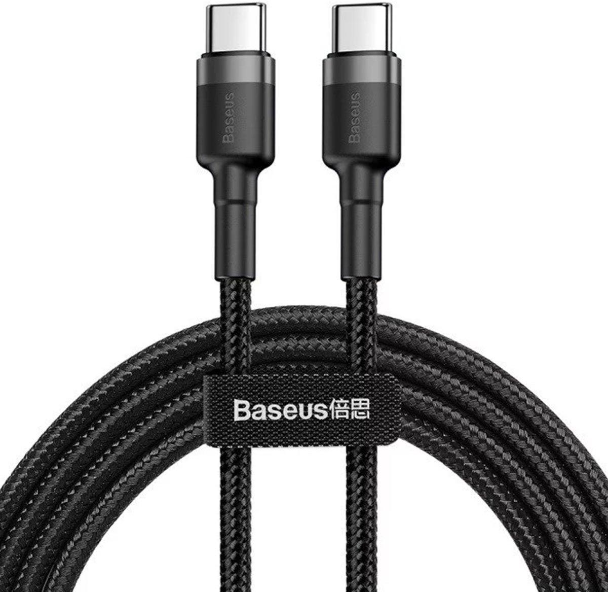 Baseus Geweven Nylon USB-C naar USB-C Fast Charge Kabel 1M Grijs - 3A Max