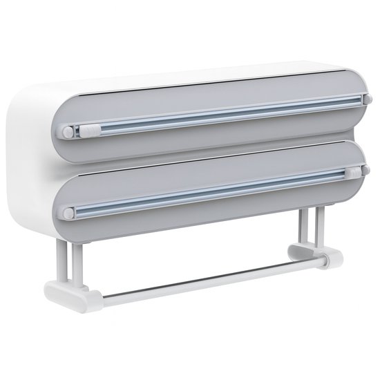 Keukenrolhouder Hangend - Foliehouder – Rollenhouder - 3 in 1 – Keuken Aanrecht Organizer – Foliesnijder – Folie Dispenser