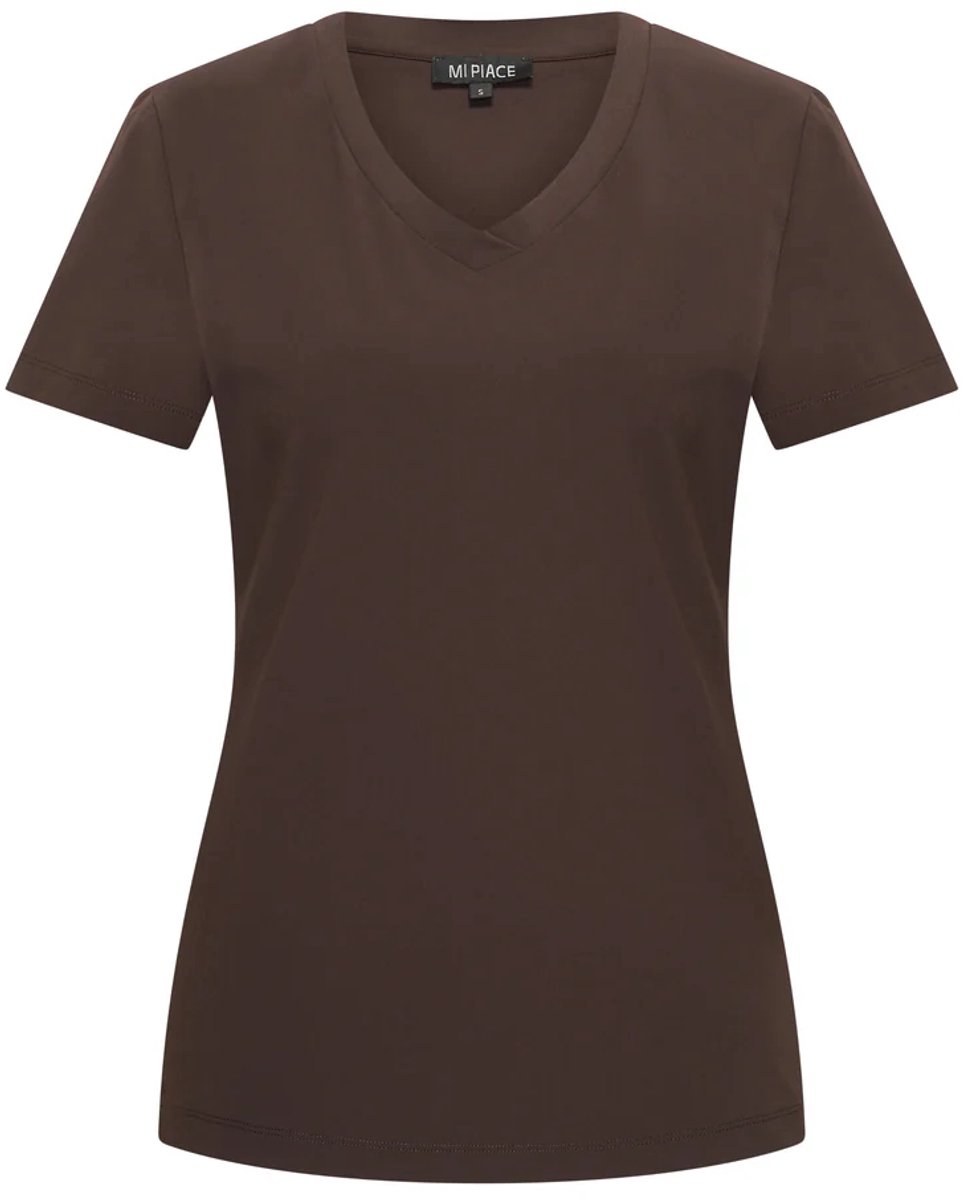 MI PIACE - Travel T-shirt V-hals Uni 2271 Espresso - Maat : S