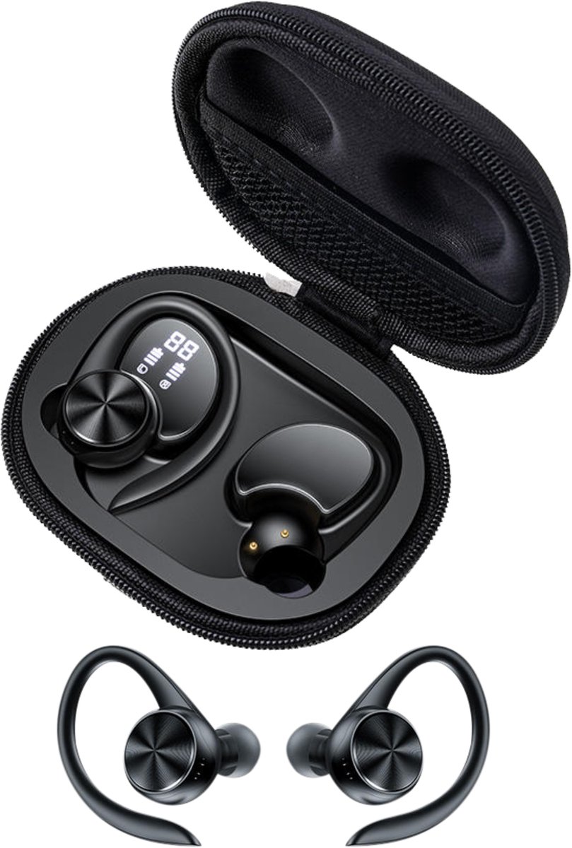 Double MM MM100Z- Bluetooth Oordopjes - Draadloze Oordopjes - Sport oordopjes - Zweet En Regenbestendig - Wireless Earbuds - Noice Cancelling - Geschikt voor Apple & Android - Diepe Bass - 28 uur luistertijd - Luxe Softcase