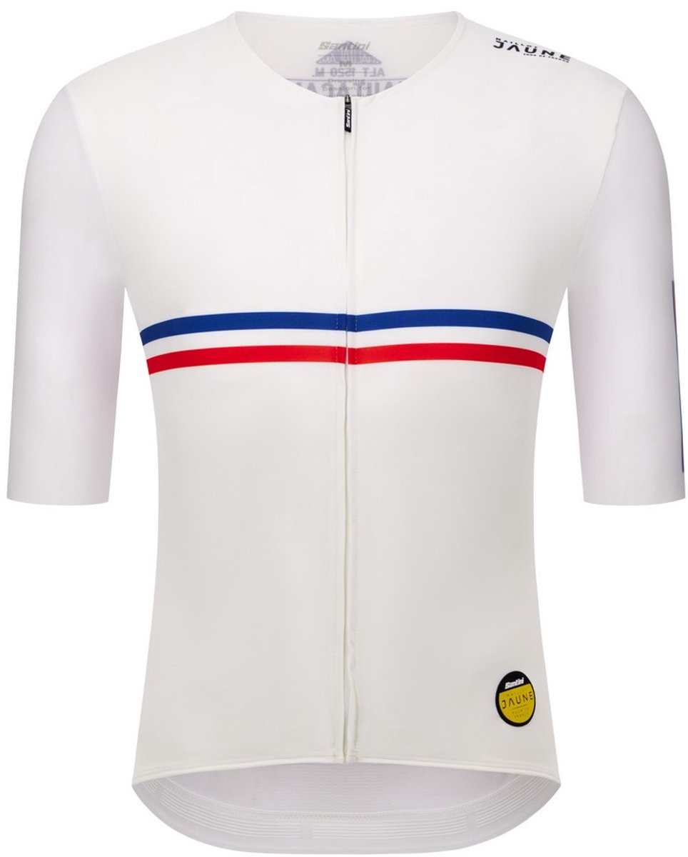 Santini Maillot Jaune Hautacam 2025 Korte Mouw Wielertrui Wit 2XS Man,Vrouw