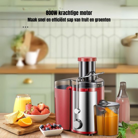 SCH® Sapcentrifuges groenten en fruit - Sapcentrifuges - Slowjuicer - Rood - ‎34cm x 31cm x 20cm van SCH® — afbeelding 5