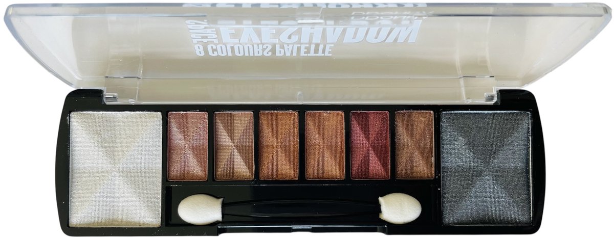 D'Donna - Oogschaduw Palette - Space Marron - met lange applicator - 8 kleuren: wit / bruin / goud / zwart - 1 doosje met 10 gram inhoud