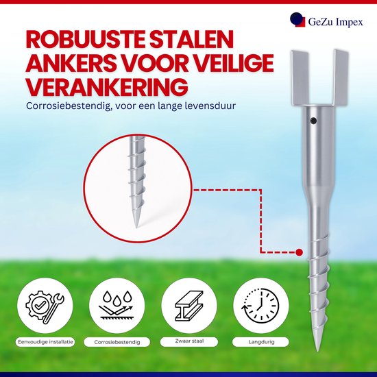 GeZu Impex Paalhouder Hoogte Verstelbare Thermisch verzinkt Set van 8 80 x 80 mm paaldragers paalsteun paalvoet