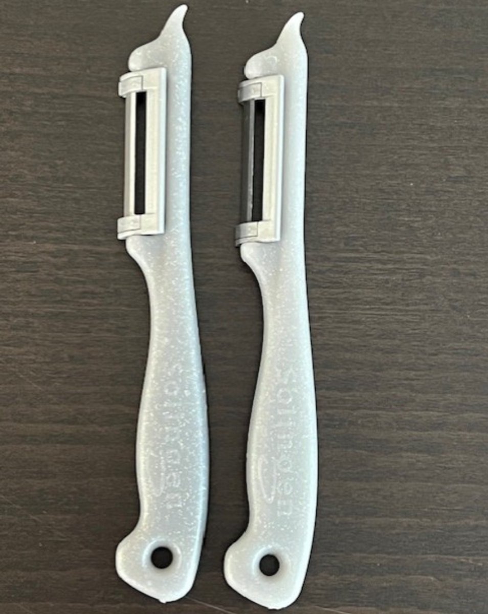 Solingen Dunschiller – Set van 2 – Aardappelschiller & Groenteschiller – RVS Mes – Ergonomisch – Licht Grijs– Vaatwasserbestendig