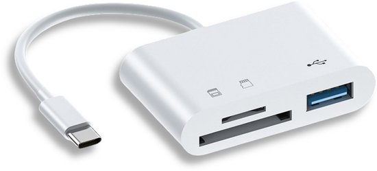 JOOPSHEE 5-in-1 Geheugenkaartlezer – USB-C, USB-A, Lightning – Met SD & MicroSD – Voor IPhone, IPad, Android & PC – Oplaadpoort