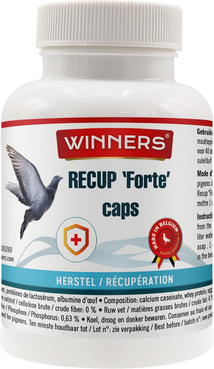 Belgian Winners Recup Forte Caps 180 capsules - supplement voor duiven - versnelt individueel spierherstel na zware inspanning