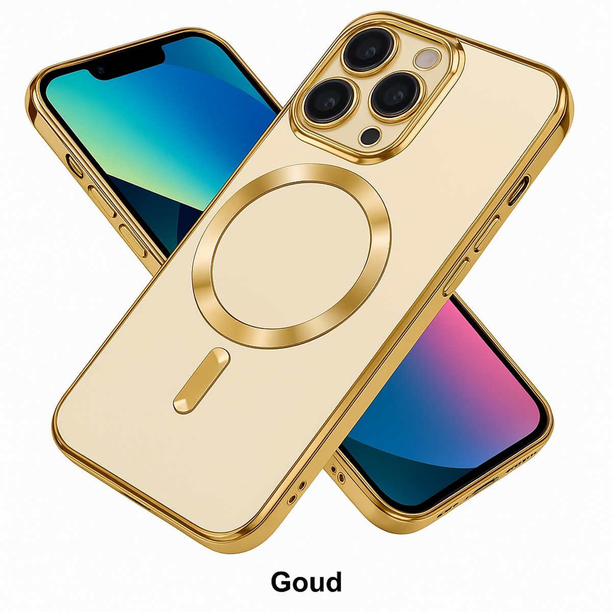 Luxe MagSafe Transparant Telefoonhoesje – iPhone 16 Plus Goud