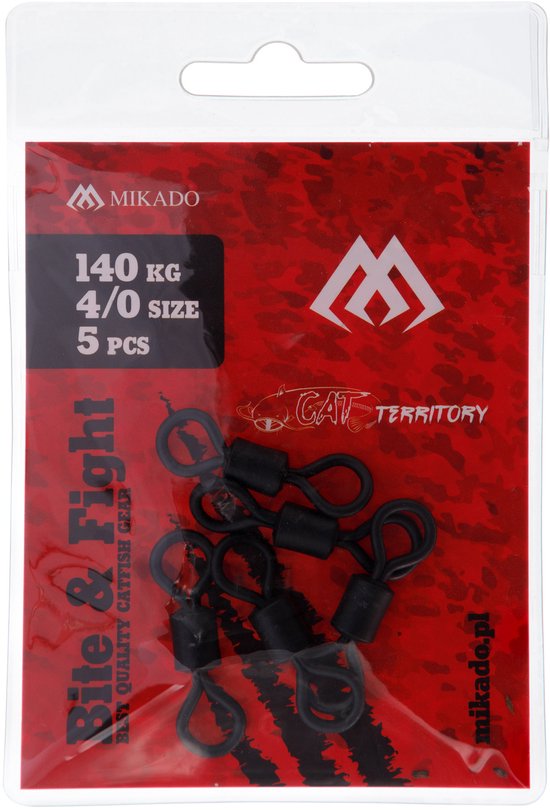 Mikado Wartel 2/0 80kg - Rolling Swivel - Meerval Wartel - Sterke Visswartel - Zwart Mat - 5 Stuks van Merkloos — afbeelding 3