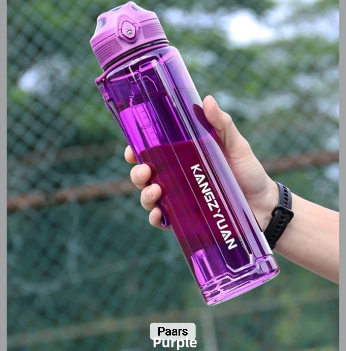 KANGZYUAN Waterfles - Drinkfles 500 ml – BPA-Vrije Tritan Waterfles – 100% Lekvrij – Herbruikbare Sportfles met 1-Klik Deksel – Voor School, Sport & Kantoor – Paars