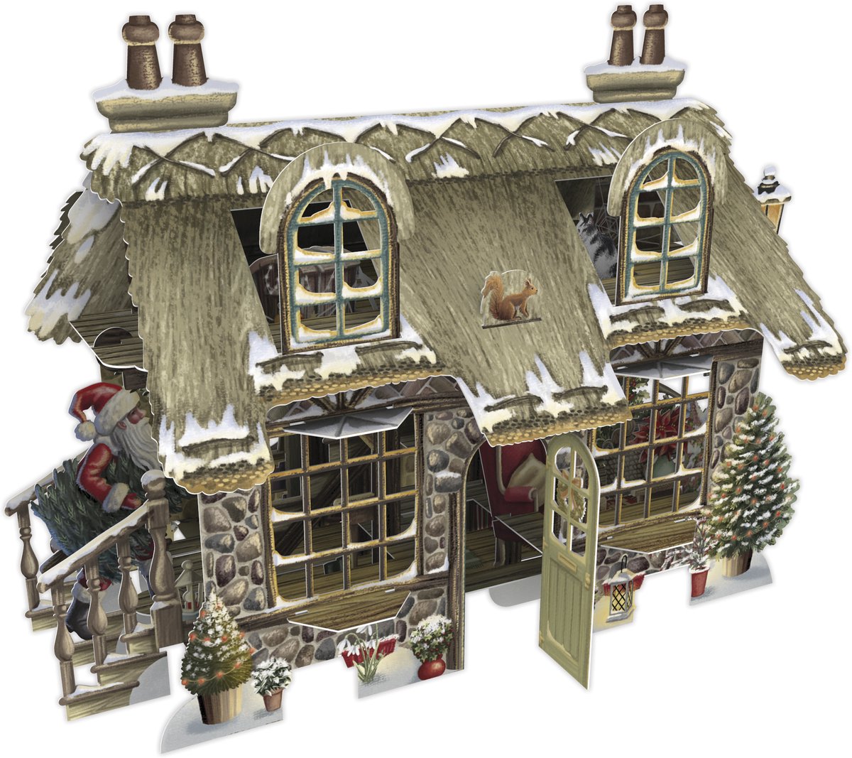 3D-Pop Up Wenskaart Cosy Christmas Cottage - Laser gesneden kerstkaart
