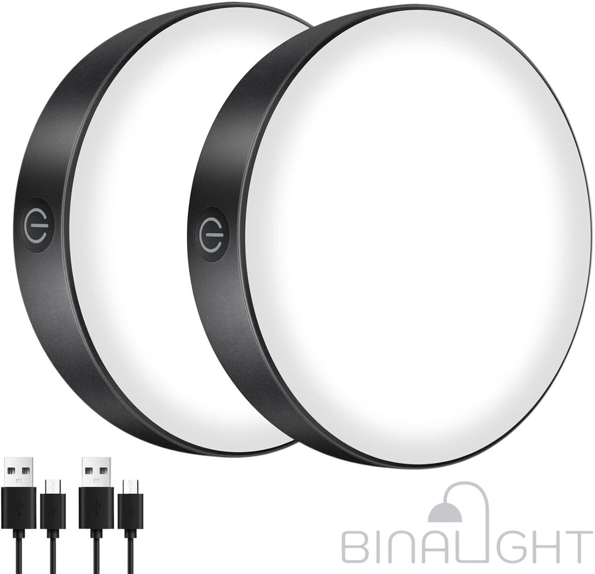 LED Kastlamp Set van 2 – Dimbaar & USB Oplaadbaar – Touch Bediening – Wit 6000K