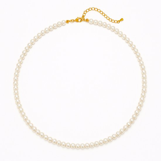 Collier unisexe en perles d'imitation – Acier inoxydable couleur or | Longueurs et tailles Diverse - Le Salon de la Bijouterie - 6 mm - 40+5 -