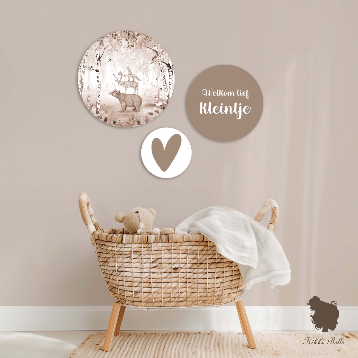Muurcirkel set Bear King brown Kikki Belle- kinderkamer-decoratie-beer-bos-kinderkameraccessoires-wanddecoratie
