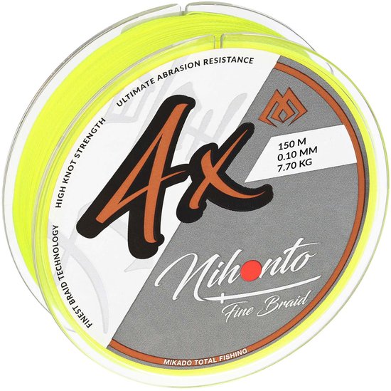 Gevlochten Vislijn 0.10mm - 7.7kg - 150m Fluo Geel - Mikado Nihonto Fine Braid van Merkloos — afbeelding 2