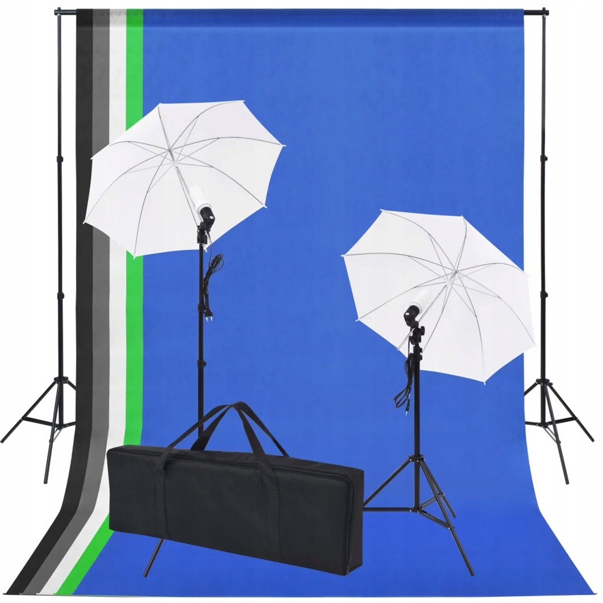 Fotostudio Set: 2 Lampen, 5 Achtergronden & Parasols