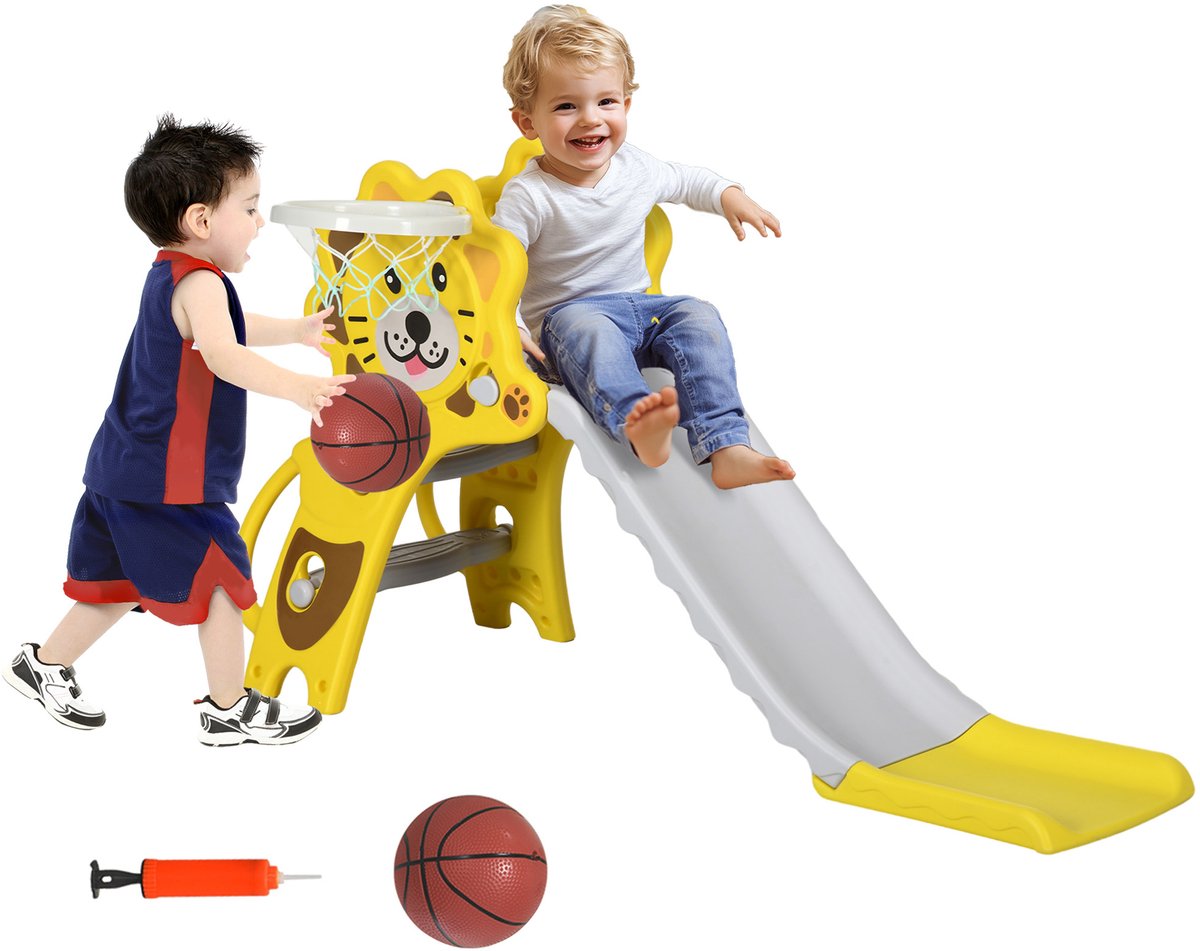 AIYAPLAY-Kinderglijbaan-PE-131x50x74cm-Geel