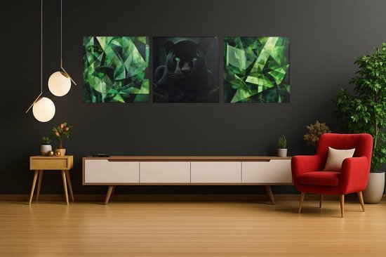 Tableau triptyque Panthère – Décoration murale moderne sur toile – 3 pièces Panther Art – 3x60x60 cm