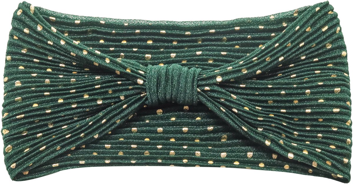 Emilie collection – Haarband – Groen – Gouden Stipjes – Elegant & Comfortabel