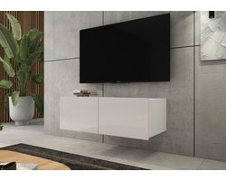 Promeubels - Tv meubel Cosenza - Wit hooglans - 100cm - Tv kast - Hangend of staand