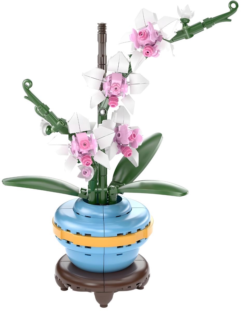 Mould King 24119 Botanical Orchidee Bloemenboeket in Vaas | Bloemenpracht flowers collection | Classic Creator STEM speelgoed bloemen bouwpakket | Modelbouw volwassenen & kinderen | DIY Kunstbloemen geschikt voor Lego | Bouwdoos met 386 bouwstenen