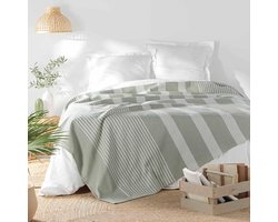 Famanu - Sprei 240x260 cm saliegroen, geweven katoen-polyestermix