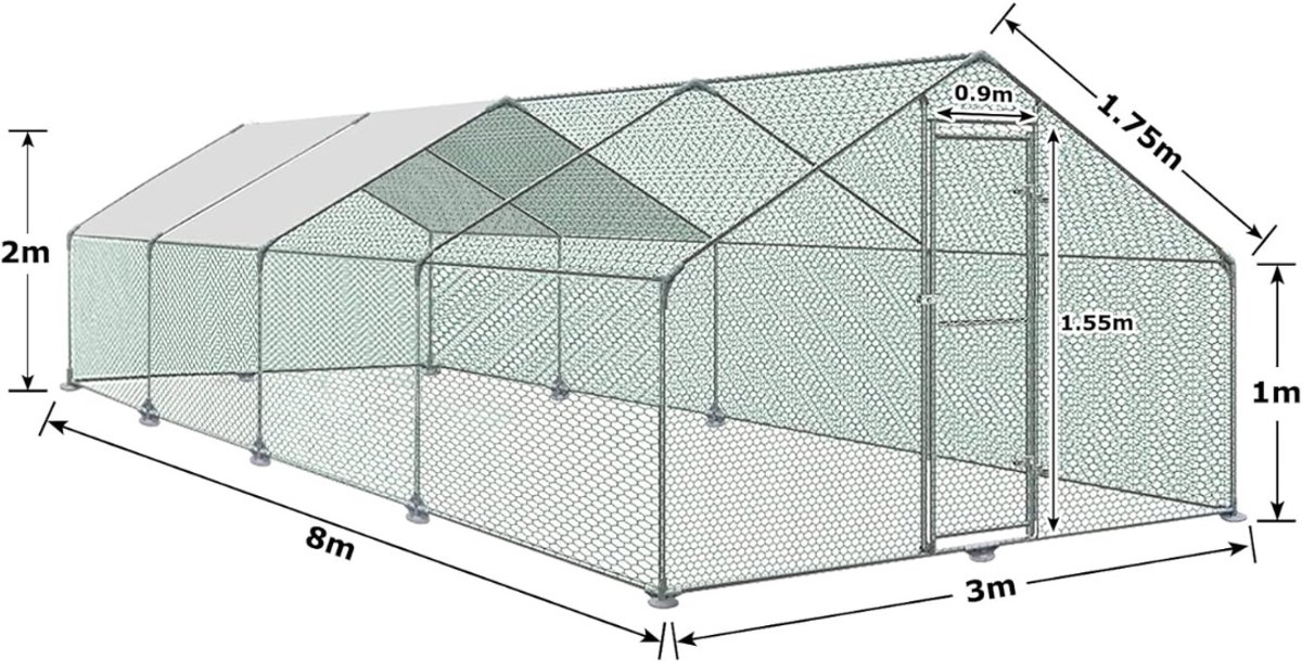 White-Label® Kippenhok - Kippenren - Kippenhok met Ren - Konijnenhok - Konijnenren