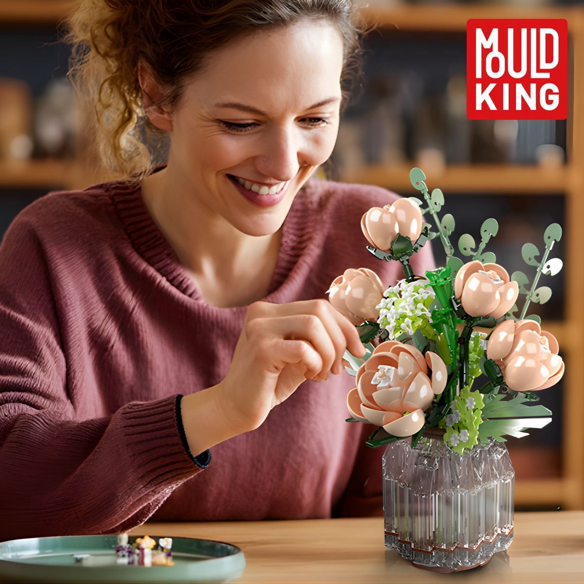 Mould King 24109 Roze Rozen bouwset | Botanical Flowers Collection | Classic Creator STEM speelgoed bloemen bouwpakket | Bloemenpracht kunstbloemen modelbouw voor volwassenen & kinderen | geschikt voor Lego | Bouwdoos met 981 bouwstenen — afbeelding 6