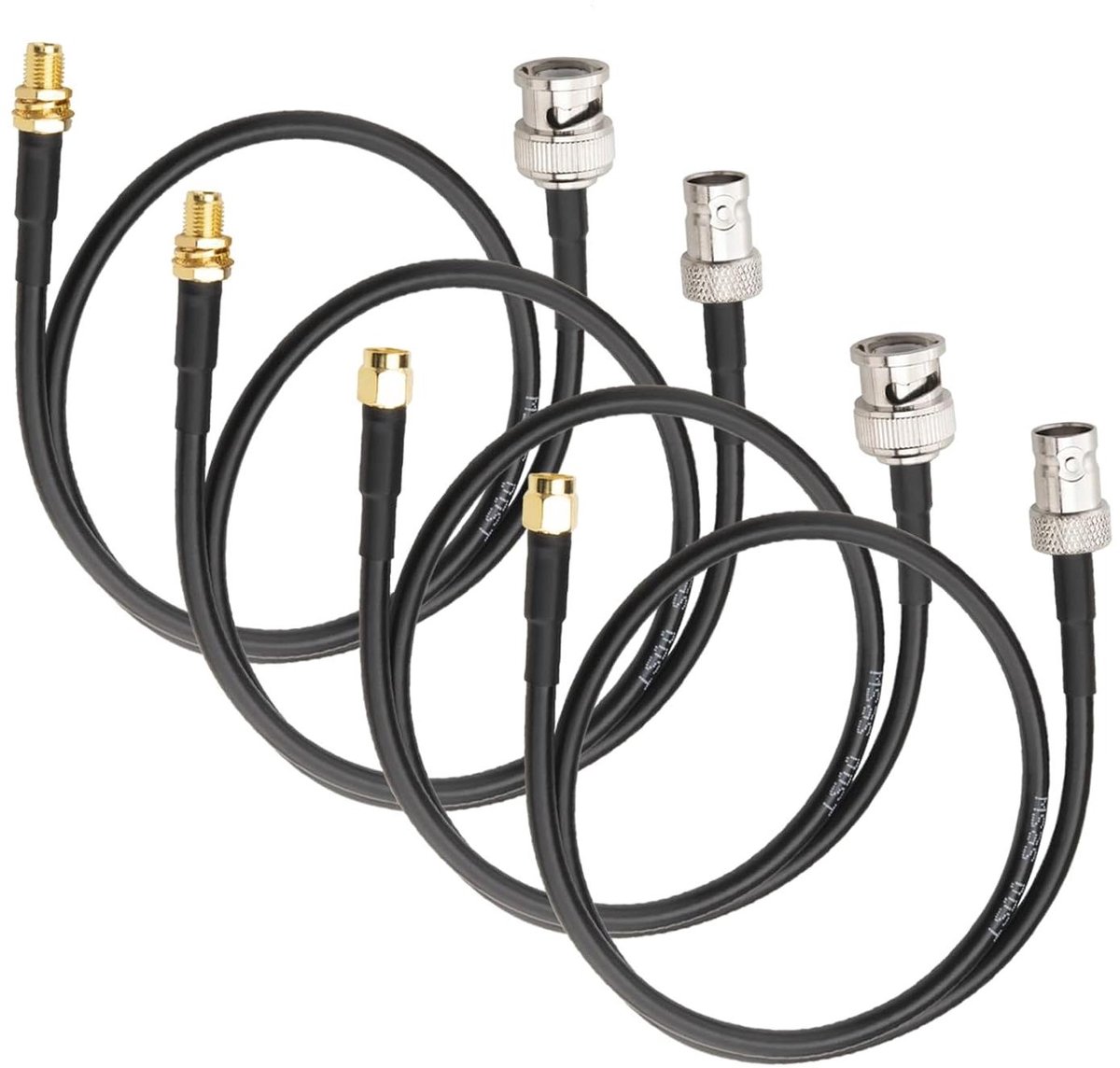 Image of 4-delige set kabels met SMA naar BNC aansluiting, 50 cm lengte
