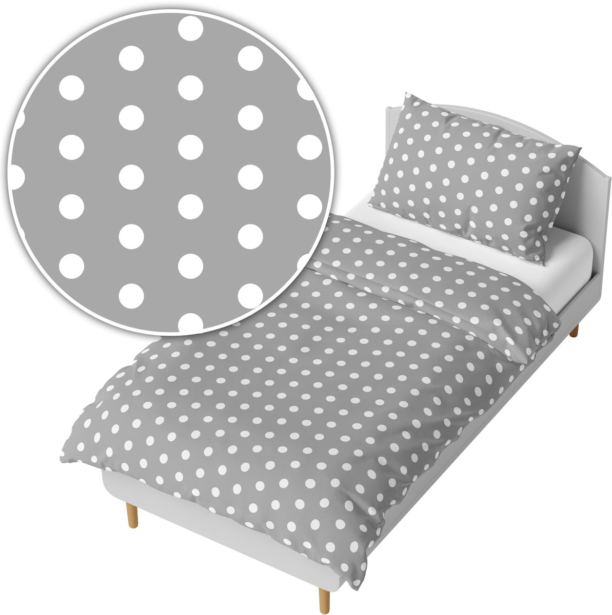 Kinderbeddengoed 140x200cm - Grijs Stippen - Katoen