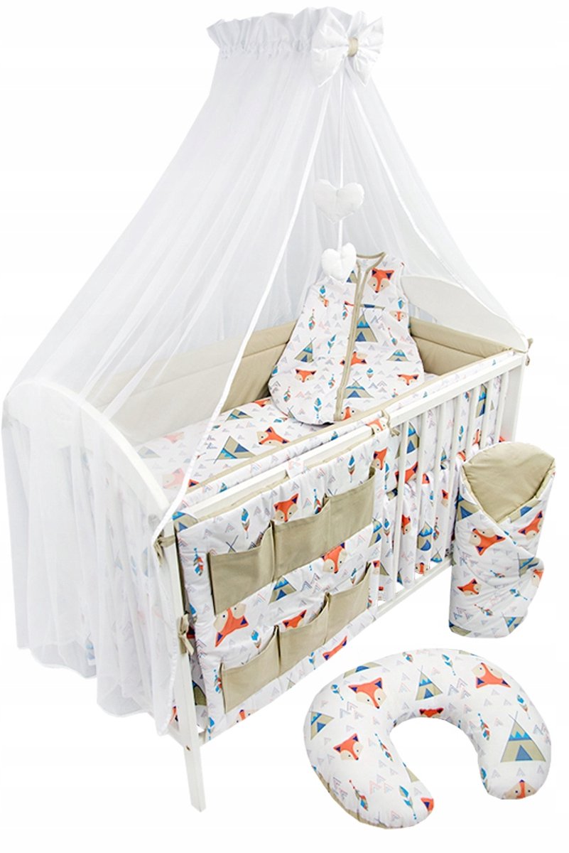 Image of 12-delige Babybeddengoedset met Hemel, Voetenzak & Organizer