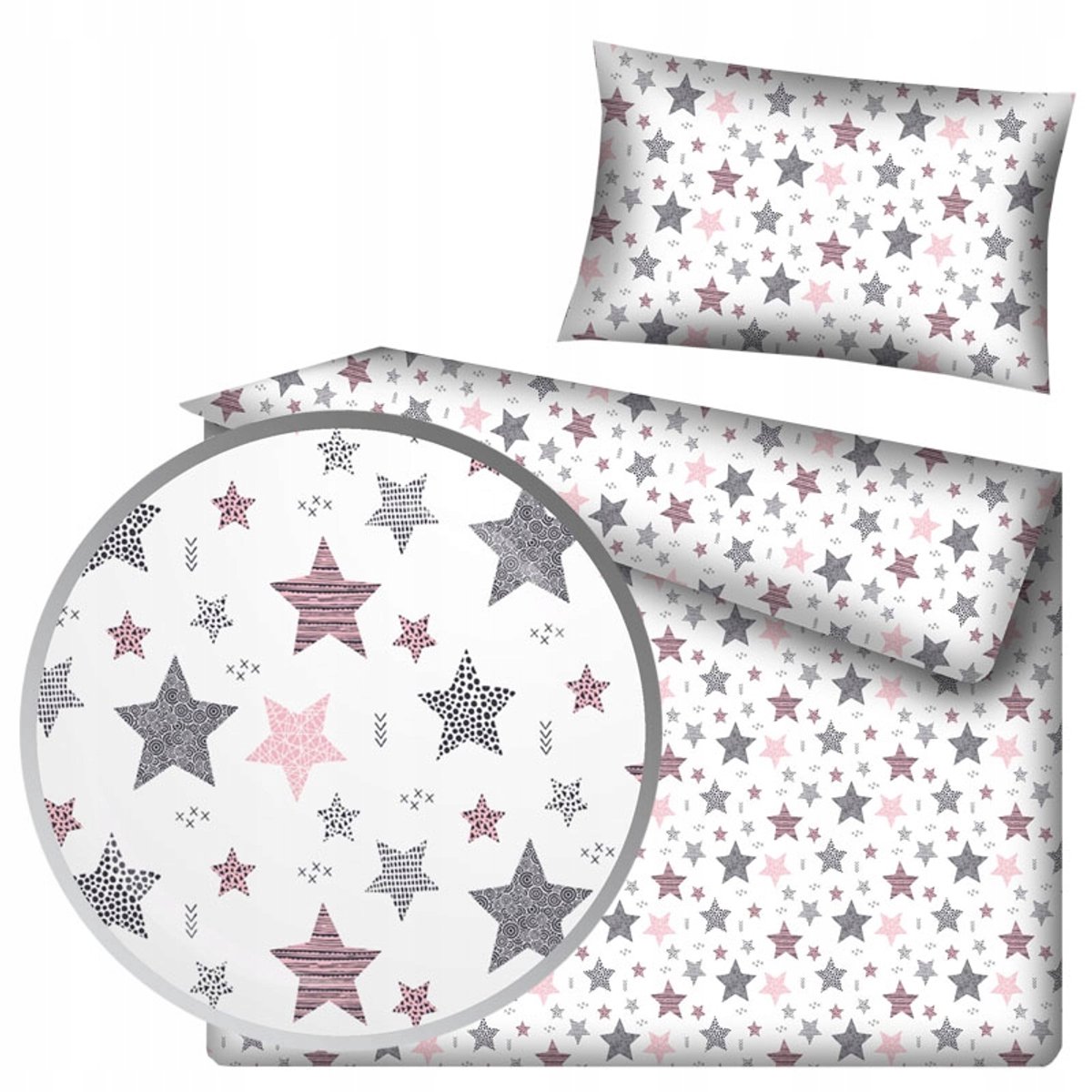 Wit Beddengoed Sterren Rose 140x200cm Katoen