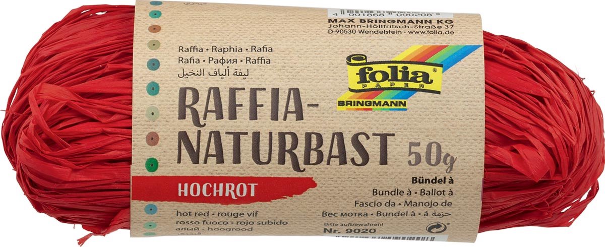 Raffia Folia 50gr. rood -