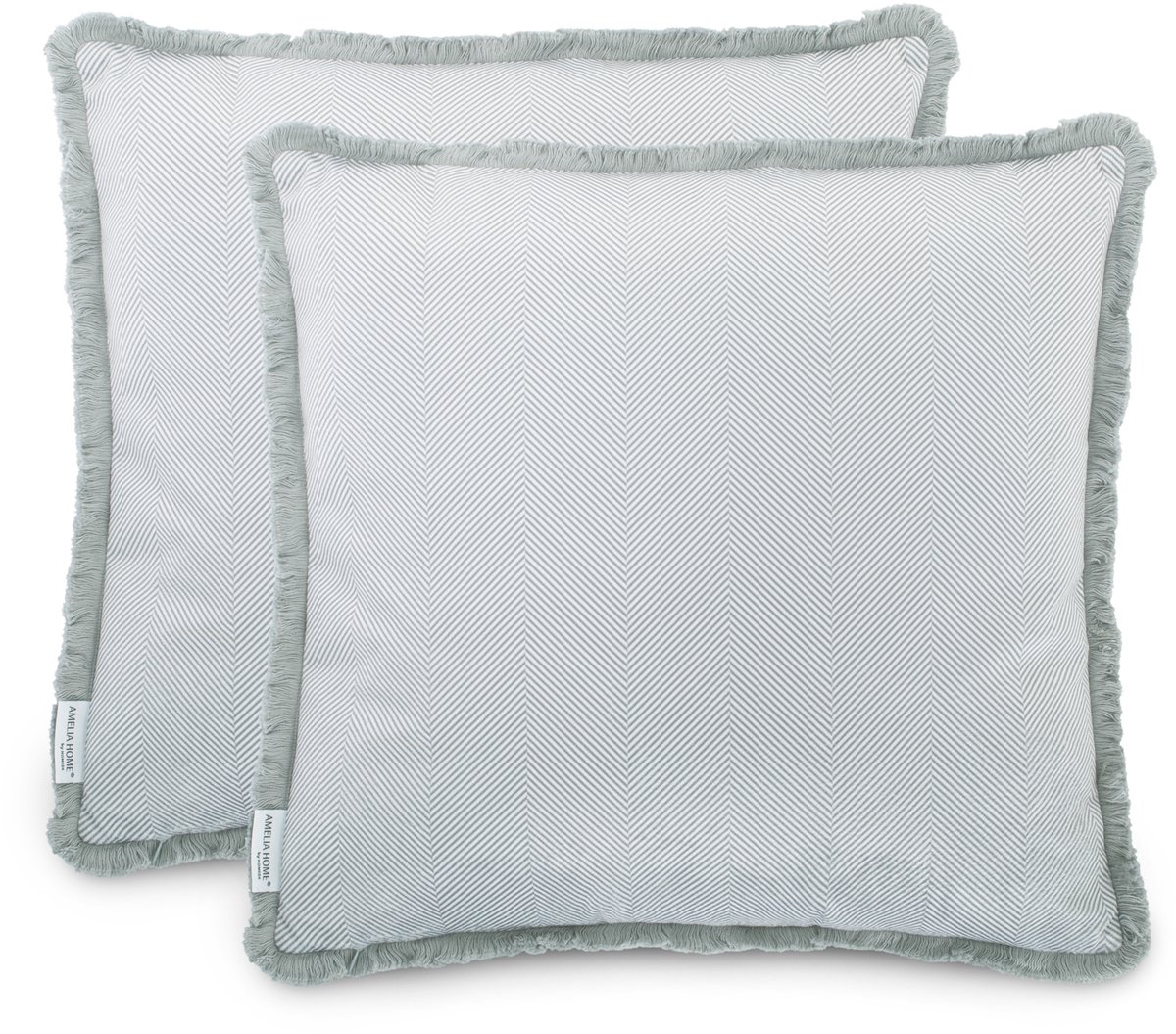 Set van 2 sierkussens 45x45 cm, grijs met strepen