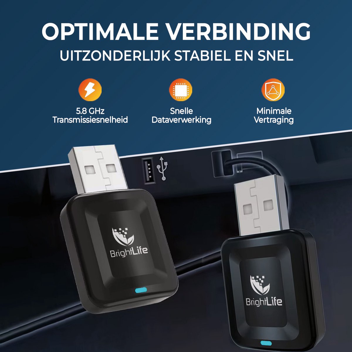 Draadloze CarPlay & Android Auto Dongle 5GHz USB-C adapter Plug & Play voor auto’s vanaf 2017, compact en snel - Afbeelding 2