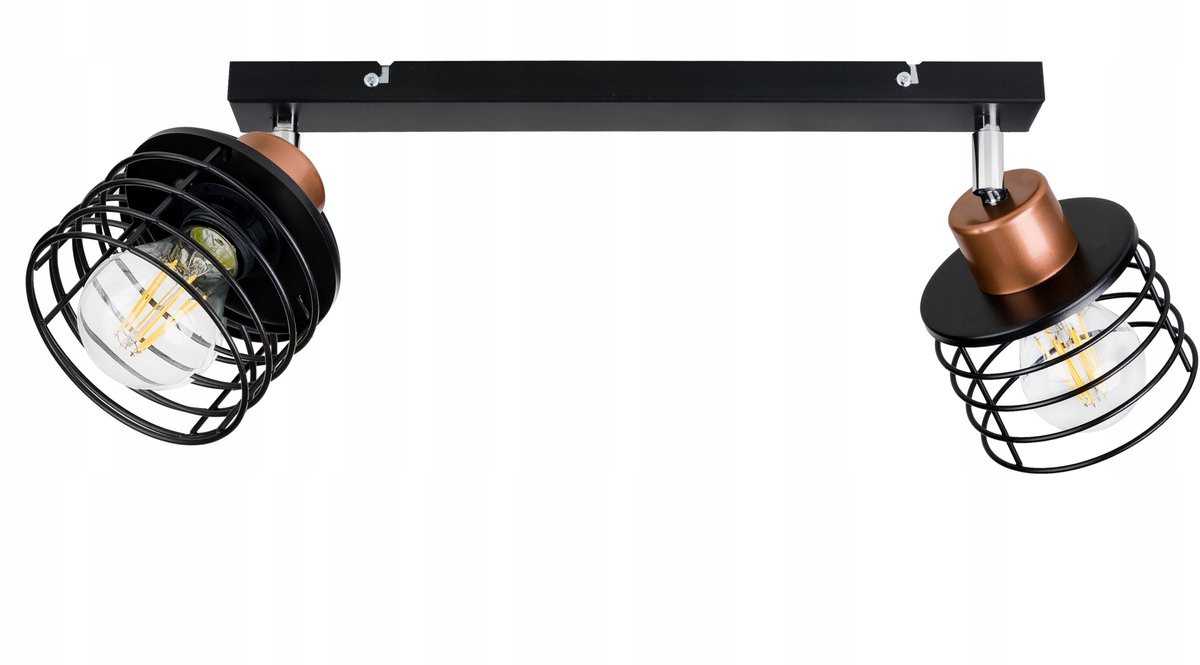 Loft Plafondlamp met Veer & Koperen Details - E27
