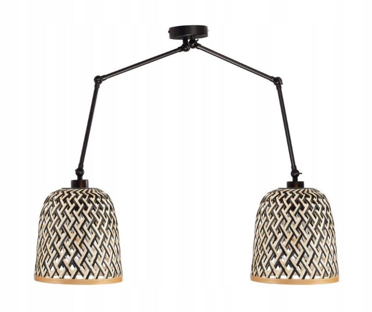 Dubbele Bamboe Plafondlamp Metaal Zwart - Verstelbaar Loft Design