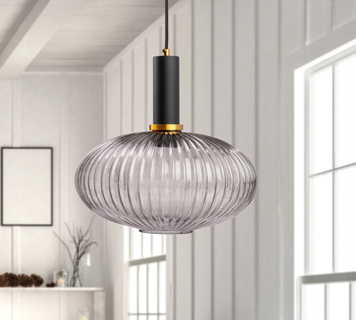 Moderne Grijze Glazen Hanglamp - Grote Design Lamp