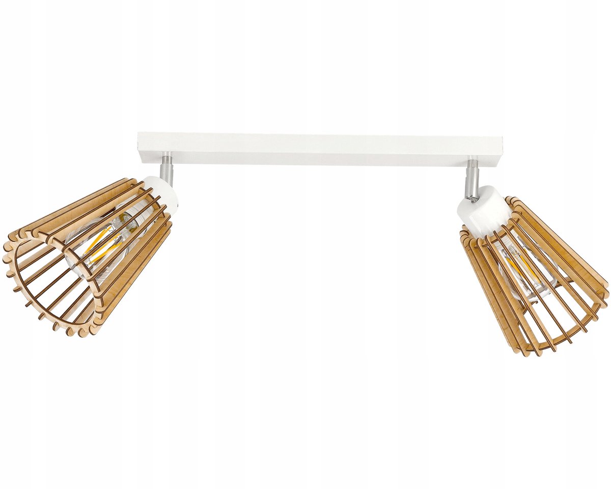 Plafondlamp met 2xE27 fitting, hout-look, dimbaar