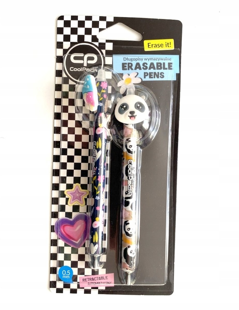 Uitwisbare PANDA Pennen Set - 2 Stuks
