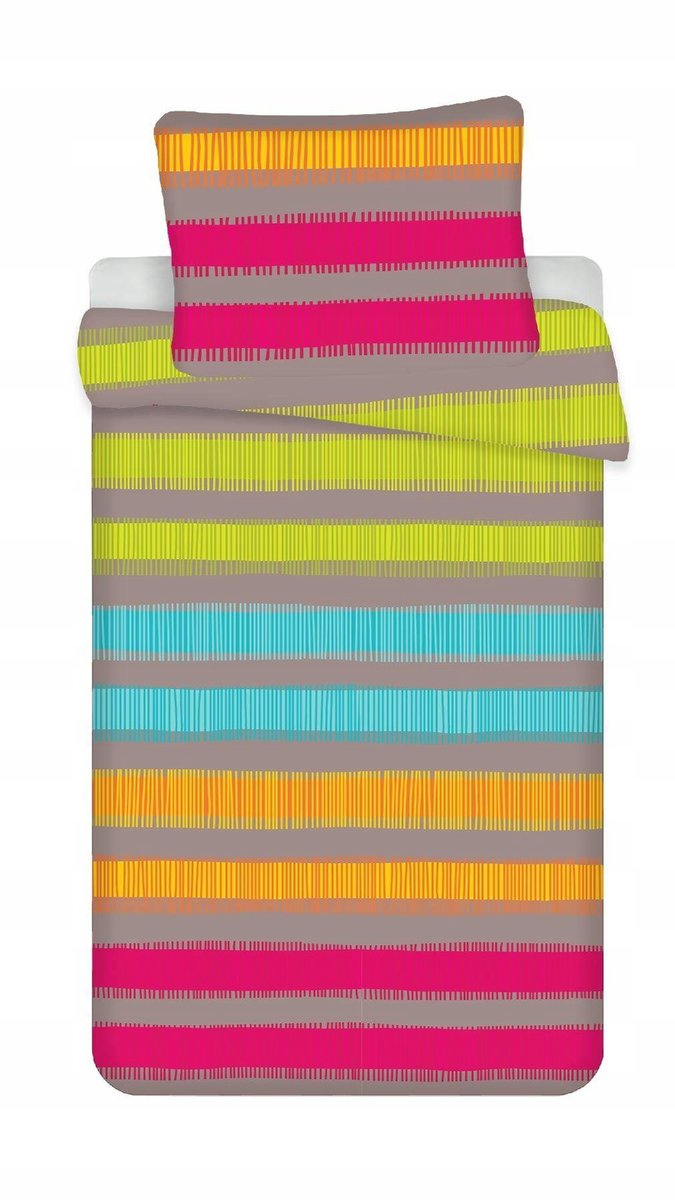 Dekbedovertrek Set 4 Delig: 2x 140x200cm & 2x 70x90cm - Grijs Gestreept