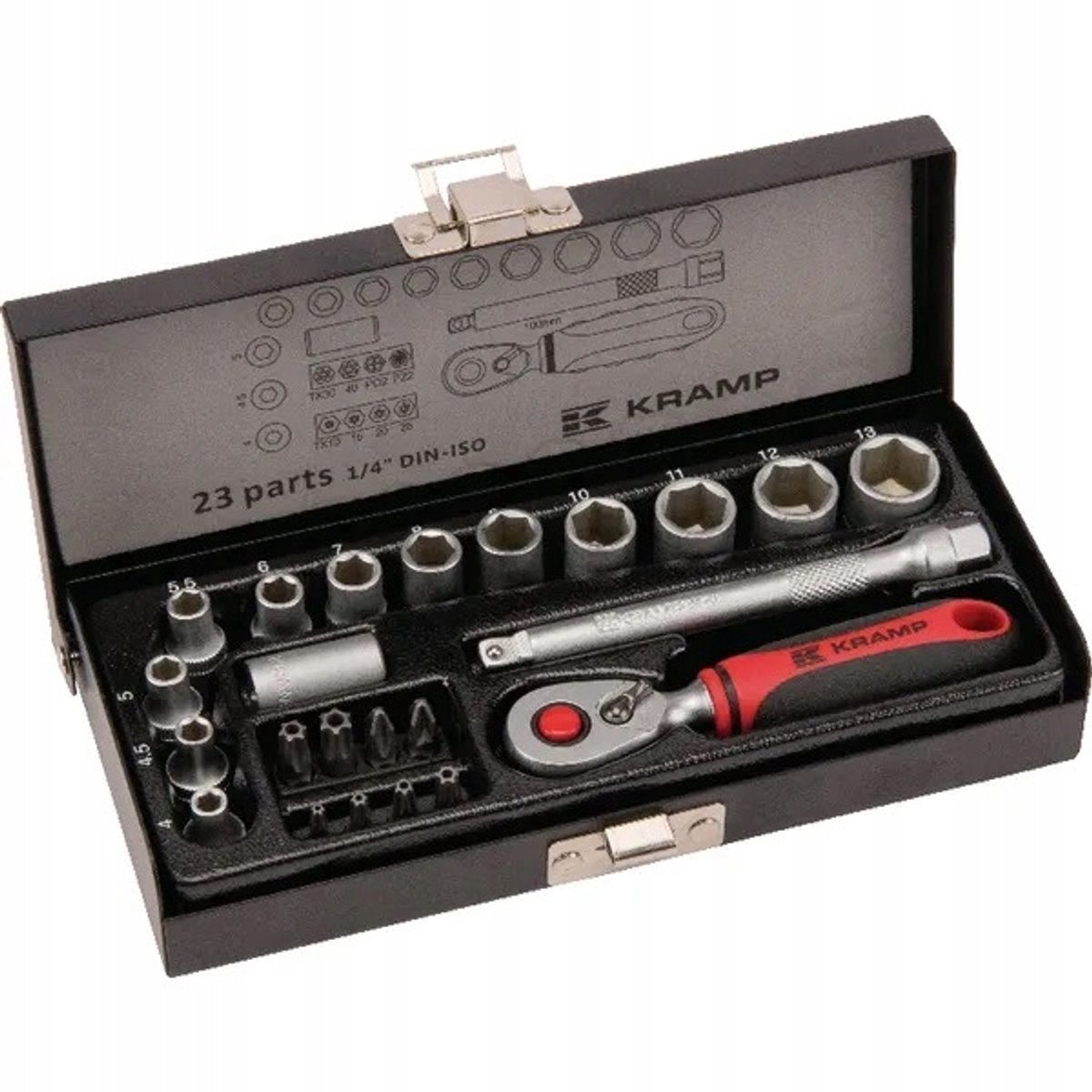 Mini dopsleutelset 1/4" 23 Delig - Kramp