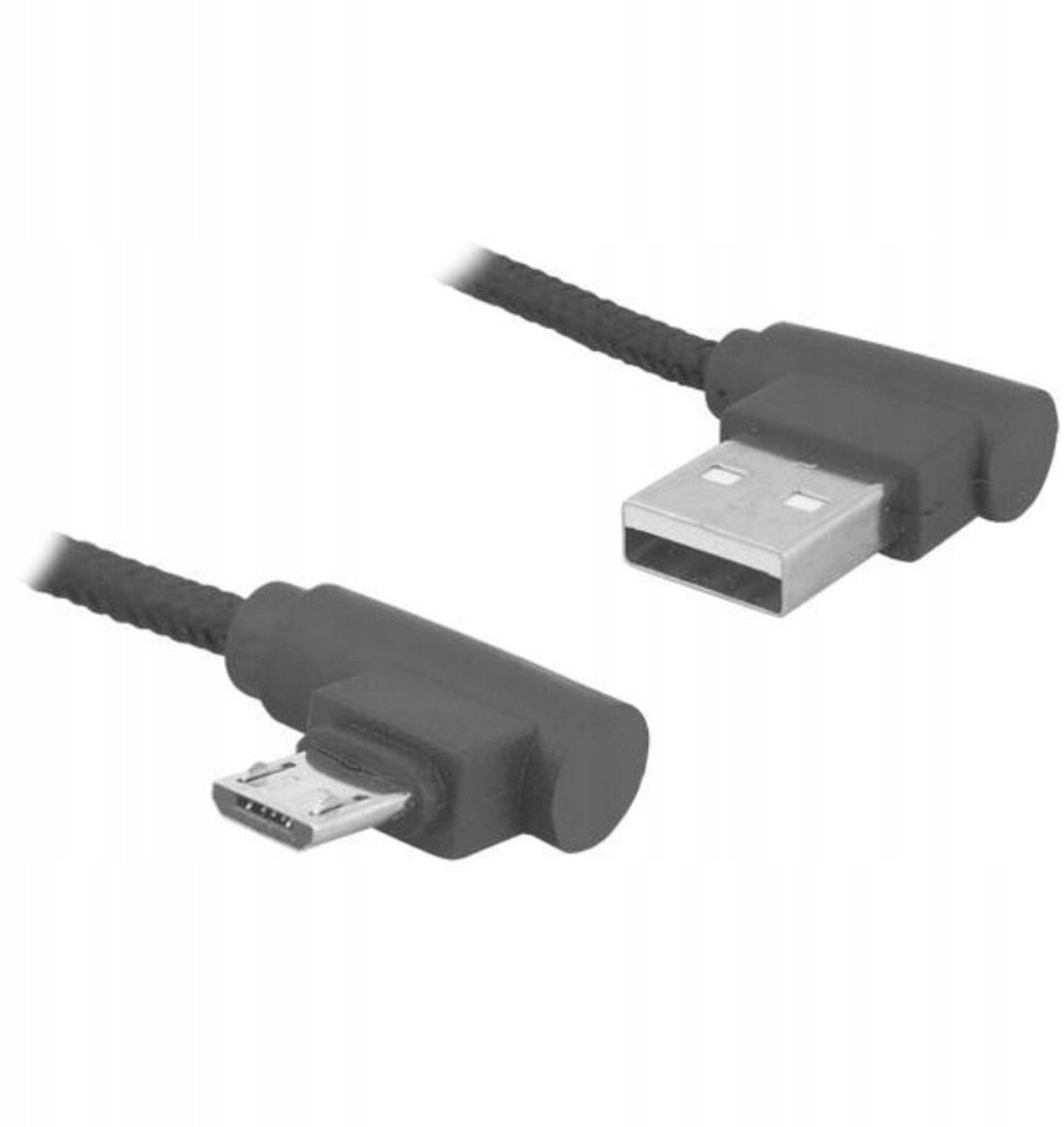 LTC Hoek USB naar Micro USB Kabel - 2m Zwart