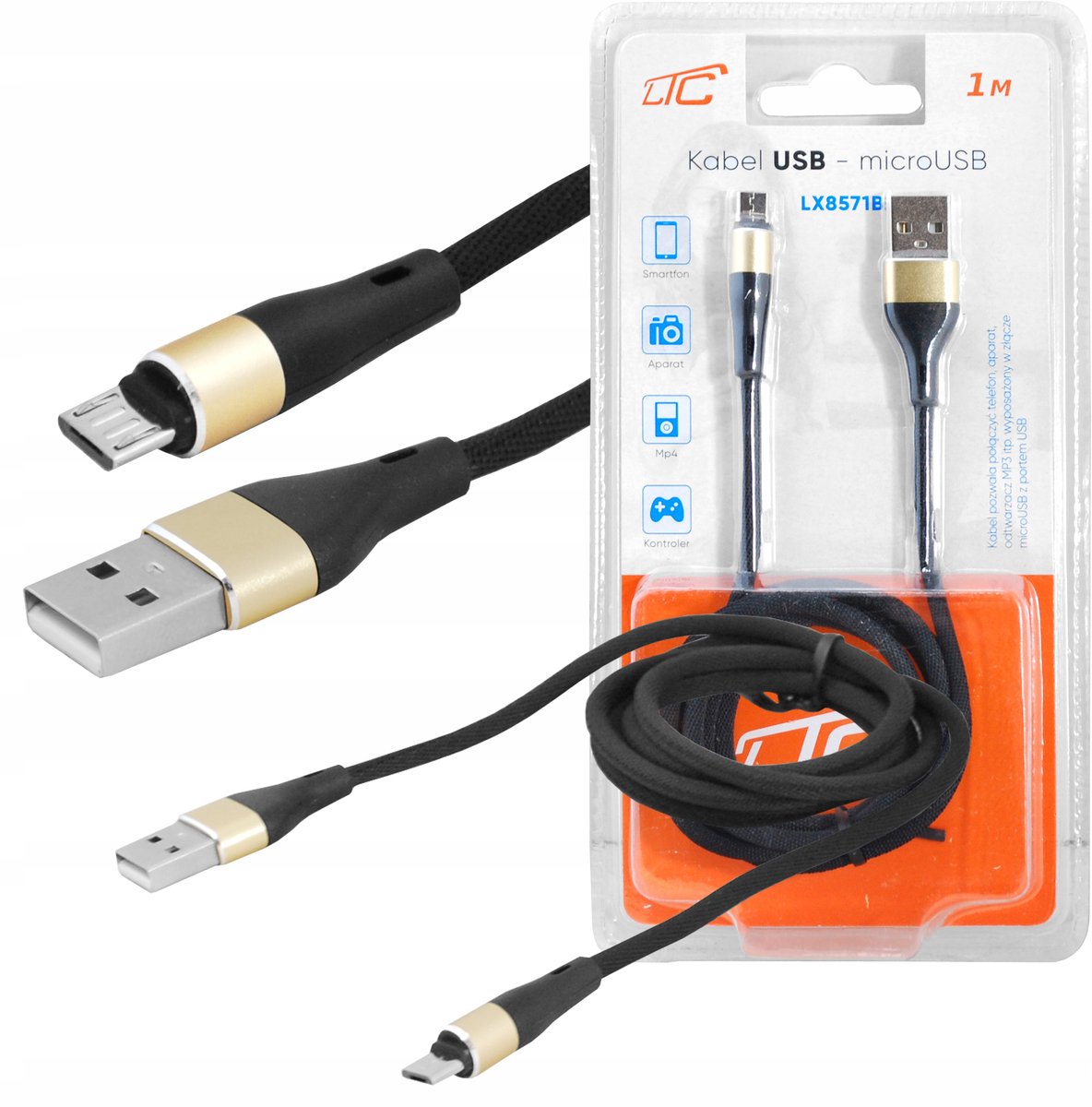 Sterke Zwarte USB-A naar MicroUSB Kabel 1M - Snel Laden & Data