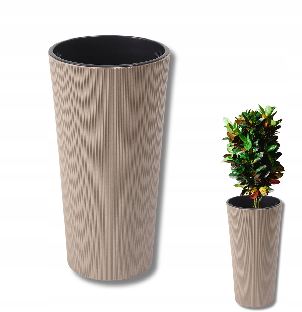 Bloempot LILIA JUMPER ECO koffie Ø 30cm LATTE met binnenpot