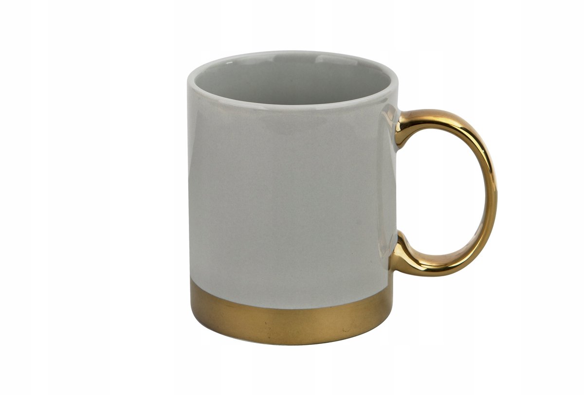 Grijze Porseleinen Mok Dalia 330ml met Gouden Accent